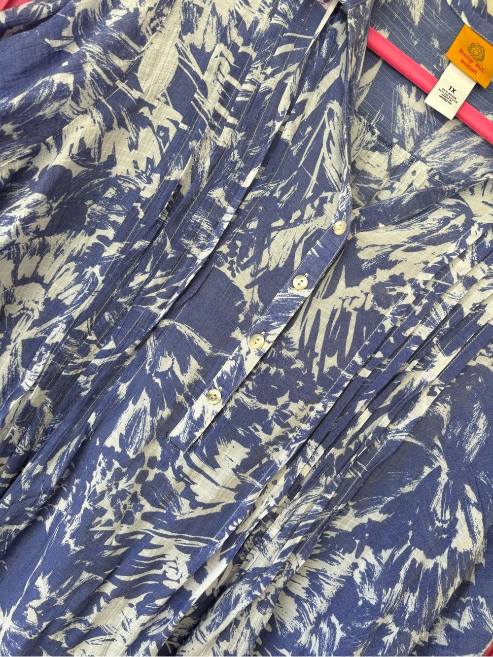 Ruby Rd. Navy & White Abstract Button-Front Blouse - Picture 5 of 6